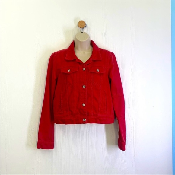 Free People - Burnt Red Soft Denim Short Jean Jacket Size Small